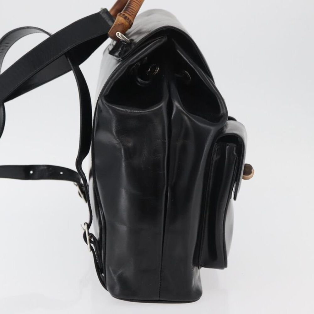 Gucci Vintage Bamboo Backpack Patent Leather Black Patent_Leather Backpack Bag - Picture 4 of 16